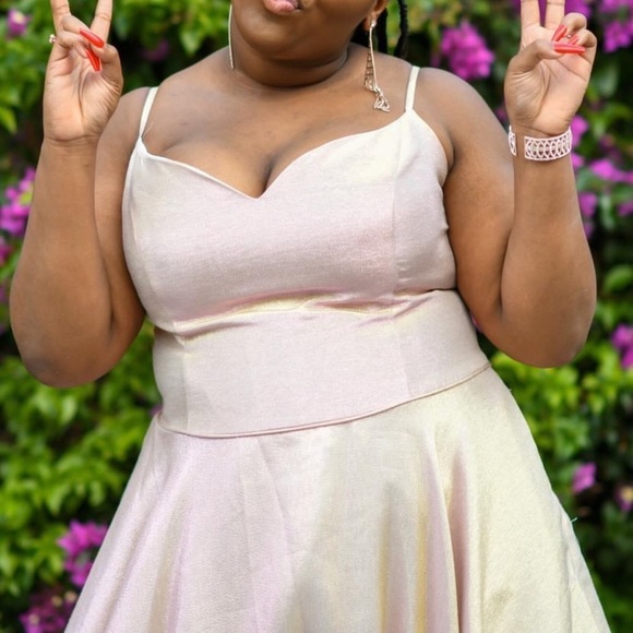 Pink shimmering long dress size 20 - Picture 8 of 8